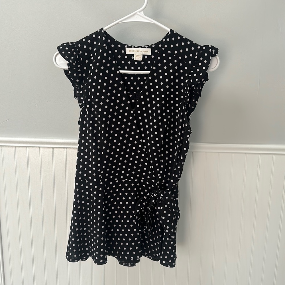 Polka Dot Short-Sleeve Blouse